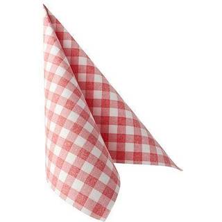 50 stk. Rød og Hvid Vichy Luksus Airlaid Middagsservietter - Perfekt til Sommerfester og Festlige Begivenheder