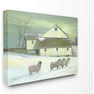 Stupell boligindretning får foran bondegård grønt tonet maleri strakt lærred vægkunst flerfarve
