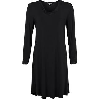 Lady Avenue Bamboo Nightdress With Long Sleeve - Black - X-Large