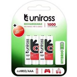 Uniross genopladelige AAA batterier - 1000 NiMh - 4 stk