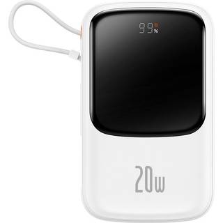 Baseus Powerbank Qpow PRO with cable USB-C 2xUSB 10000mAh 20W (White) Powerbank - Hvid - 10000 mAh
