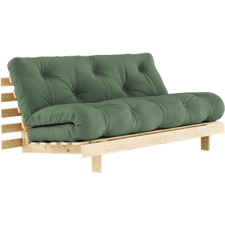 Roots 160 Sovesofa fra Karup Design i Massiv FSC Fyrretræ | Japandi - 756 Olive Green - Klar lak