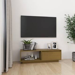 Tv-Bord 110X30X33,5 Cm Massivt Fyrretræ - honningfarvet