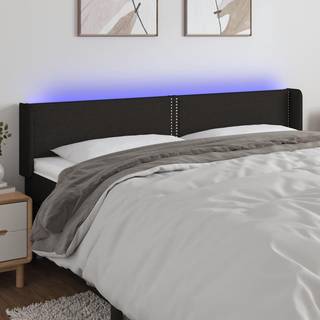 Sengegavl Med Led-Lys Stof Sort - 183 x 16 x 78/88 cm