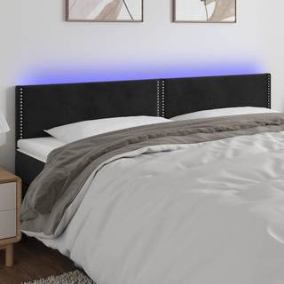 sengegavl med LED-lys 180x5x78/88 cm velour sort