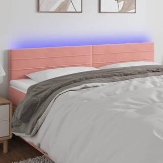 sengegavl med LED-lys 160x5x78/88 cm velour lyserød