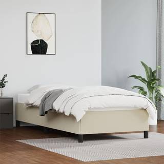 sengeramme 90x200 cm kunstlæder cremefarvet