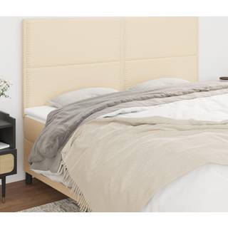 sengegavle 4 stk. 100x5x78/88 cm stof cremefarvet