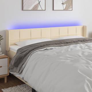 Sengegavl Med Led-Lys Stof - Creme / 203 x 16 x 78/88 cm