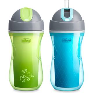 Chicco dobbeltv?g isoleret flip-top sippy kop med silikone str? og spildfrit l?g 9oz. | Top-rack opvaskemaskine Safe | Let at holde med ergonomis