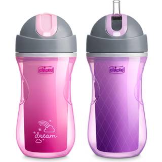 Chicco 9oz. Dobbeltv?gsisoleret flip-top sippy kop med silikonestr? og spildfrit l?g | Top-rack opvaskemaskine sikker let at holde ergonomiske in