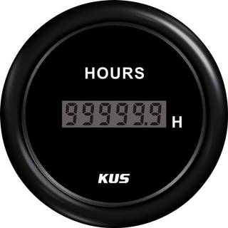 Digital timetæller KUS, dugfri, Ø52 mm, 12 V / 24 V, sort