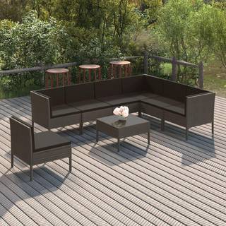 loungesæt til haven 8 dele med hynder polyrattan grå