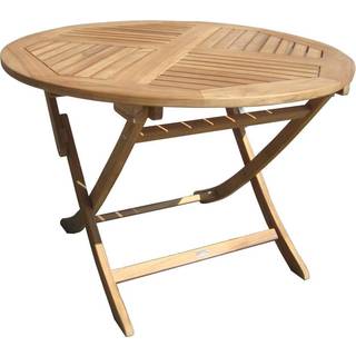 Bord boston teak ø110cm luksus rundt havebord til 4 personer med foldbare ben