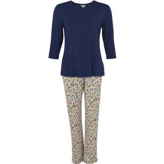 Lady Avenue Bamboo Pyjamas Three Quarter Sleeve - Navy pattern - Small