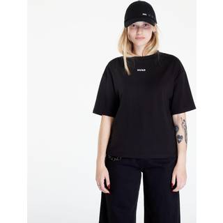 HUGO T-shirt i sort til kvinder m. hvid logo | Stretch jersey