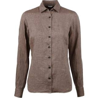 Stenströms Sofie Lysebrun hørskjorte | Dame |Dameskjorter & Bluser | Feminine | Størrelse: 38 | Lysebrun | Solid | Lange Ærmer
