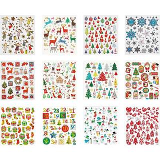 Jule Stickershæfte med Glitter og Metalfolie - 12 Ark