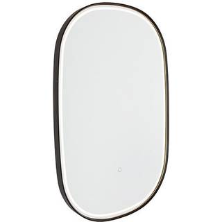 Badeværelsesspejl sort inkl. LED med touchdæmper oval - Miral