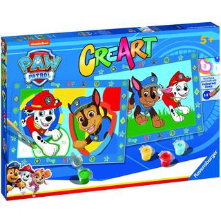 CreArt PAW Patrol malesæt med 2 fortrykte lærreder og akrylmaling