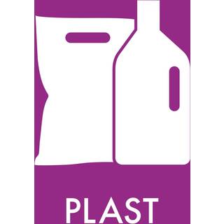 Piktogram 12x12cm selvklæbende folie med tekst PLAST