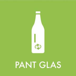 Piktogram til  affaldssortering, pant glas 12x12 cm , kvadratisk