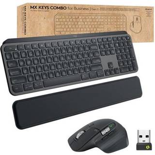 Logitech MX Keys combo for Business Gen 2 tastatur Mus inkluderet Kontor RF trådløs + Bluetooth AZERTY Fransk Grafit