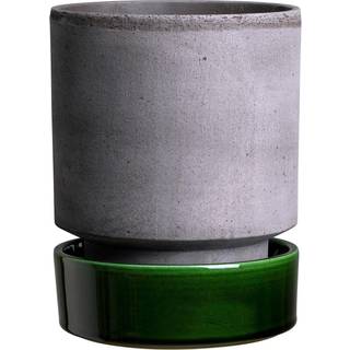 Bergs Potter Hoff krukke Ø18 cm, Raw Grey-Emerald Green