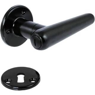 Torpedo dørhåndtag i sort bakelit inkl. roset og nøgleskilt til nye og ældre døre