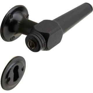 Svanemølle dørhåndtag i sort træ inkl. roset og nøgleskilt i sortmalet messing