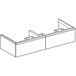 Geberit iCon underskab til dobbeltvask, med to skuffer: B=118.4cm, H=24.7cm, T=47.6cm, sandgrå / lakeret højglans, sandgrå / pulverlakeret mat