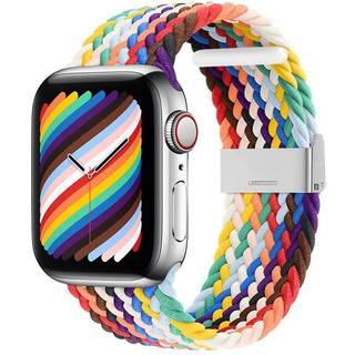 Justerbar flettet Apple Watch rem 44/45/46/49mm - Lys multifarvet