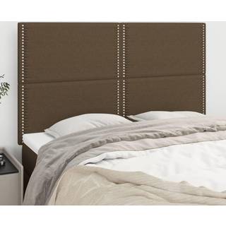 Sengegavle 80X5X78/88 Cm Stof Mørkebrun - Høj / 144 cm