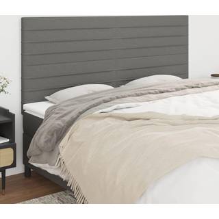 Sengegavle 80X5X78/88 Cm Stof Mørkegrå - Høj / 200 cm