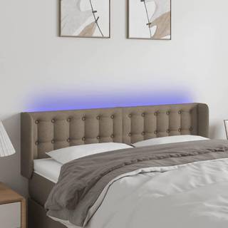 sengegavl med LED-lys 147x16x78/88 cm stof gråbrun