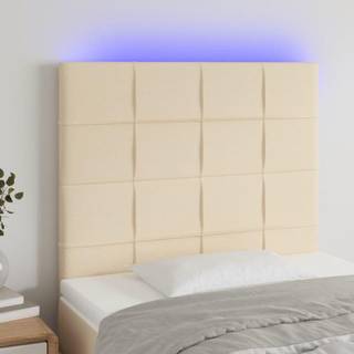Sengegavl Med Led-Lys Stof - Creme / 100 x 5 x 118/128 cm