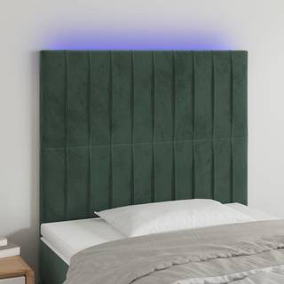 Sengegavl Med Led-Lys Velour - Mørkegrøn / 100 x 5 x 118/128 cm
