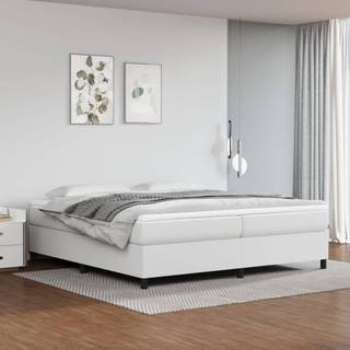 kontinentalseng med madras 200x200 cm kunstlæder hvid