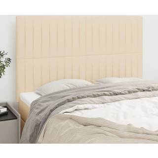 Sengegavle 80X5X78/88 Cm Stof Farvet Creme - Høj / 144 cm