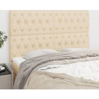 Sengegavle 80X7X78/88 Cm Stof Farvet Creme - Høj / 144 cm