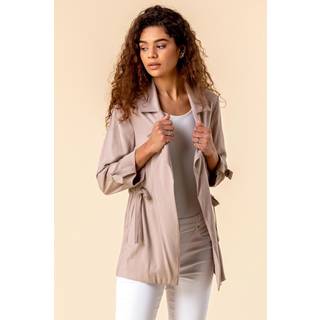 Roman Roman Brown Tie Waist Longline Jacket