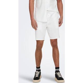 ONLY & SONS shorts i bomuld-hør blanding i hvid til herre