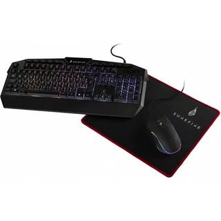 SUREFIRE KingPin Gaming Combo Set. 3-i-1 Gaming pakke med tastatur, mus og musemåtte.