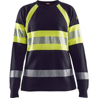 Blåkläder 3494 Dame Brandhæmmende T-shirt lang ærme / Dame Brandhæmmende T-shirt lang ærme - 3XL - Marineblå/High Vis Gul