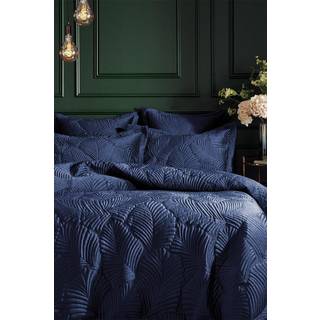 Paoletti Paoletti Navy Blue Palmeria Quilted Duvet Cover and Oxford Border Pillowcase Set