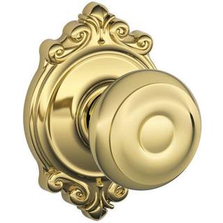 Schlage F10 Geo 605 Brk Brookshire Collection Georgian Passage Knob Bright Brass