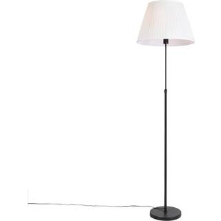 Gulvlampe sort med plisseret skærm creme 45 cm justerbar - Parte
