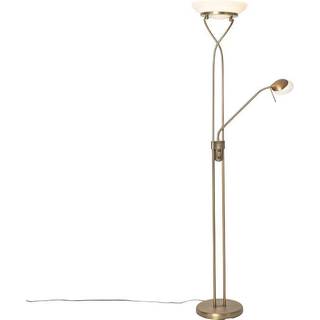 Gulvlampe bronze inkl. LED og lysdæmper med læselampe - Empoli