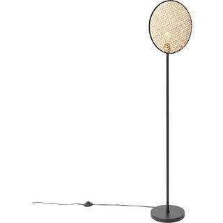 Rustik gulvlampe sort med rattan 35 cm - Kata