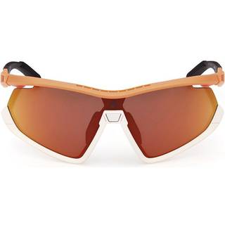 Adidas Sport Unisex SP0055 21L Solbriller Plast Hvid Orange Maske Normal Spejl